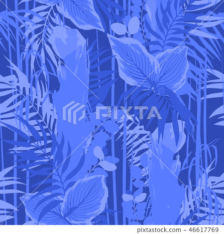 Graphic seamless pattern of exotic leaves and trees Graphic seamless pattern of exotic leaves and trees 46617769