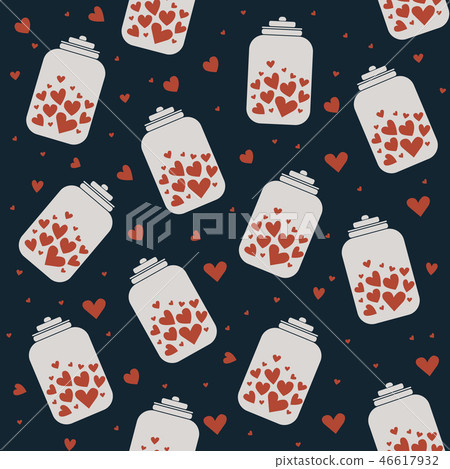 Abstract seamless heart pattern.  Love in the jar. 46617932