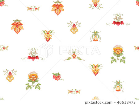 Stylized ornamental flowers in vintage style Stylized ornamental flowers in vintage style 46618472