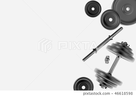 3D rendering of a dumbbell for sports. Bodybuilding equipment 46618598
