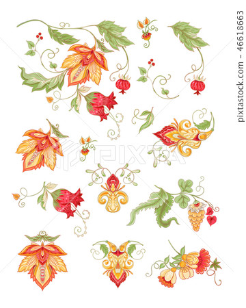 Stylized ornamental flowers in vintage style 46618663