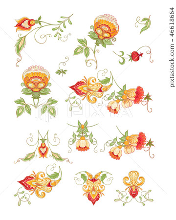 Stylized ornamental flowers in vintage style 46618664