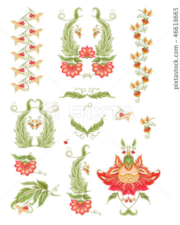Stylized ornamental flowers in vintage style 46618665