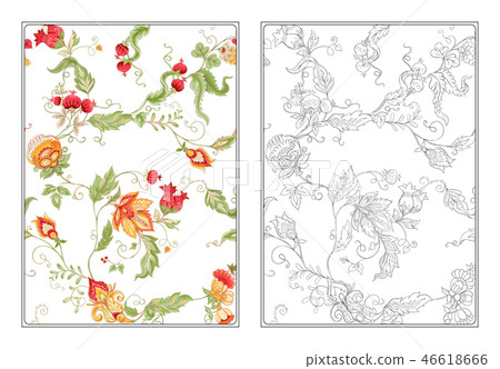 Stylized ornamental flowers in vintage style Stylized ornamental flowers in vintage style 46618666