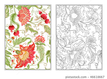 Stylized ornamental flowers in vintage style 46618667