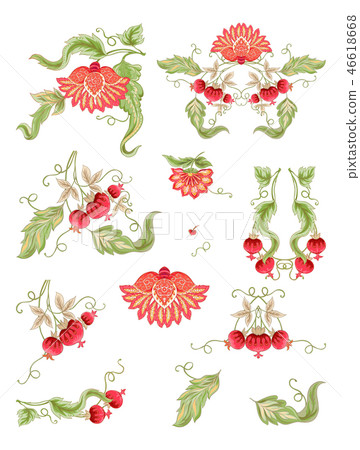Stylized ornamental flowers in vintage style 46618668