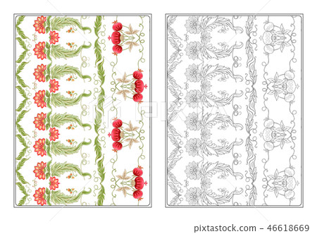 Stylized ornamental flowers in vintage style 46618669
