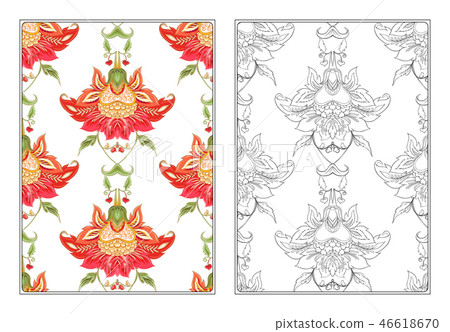 Stylized ornamental flowers in vintage style Stylized ornamental flowers in vintage style 46618670