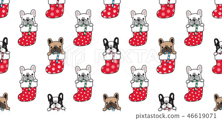 dog seamless pattern vector bulldog Christmas dog seamless pattern vector bulldog Christmas 46619071