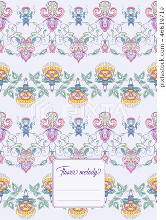 Stylized ornamental flowers in vintage style 46619719