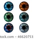 Eyes iris collage. Beautiful female eyes of different colors 46620753
