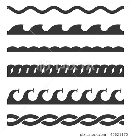 Seamless Wave Pattern Set on White Background. Vector Template 46621170