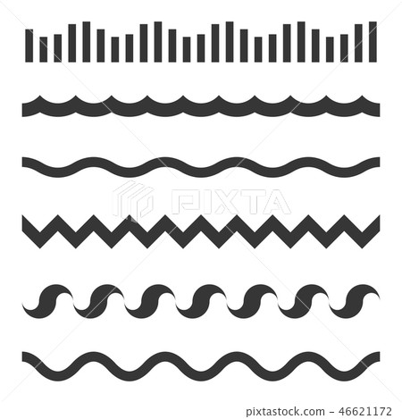 Seamless Wave Pattern Set on White Background. Vector Template 46621172