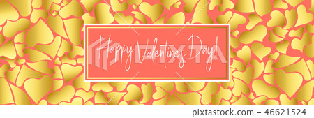 Valentines Day Gold Greeting coral web banner 46621524