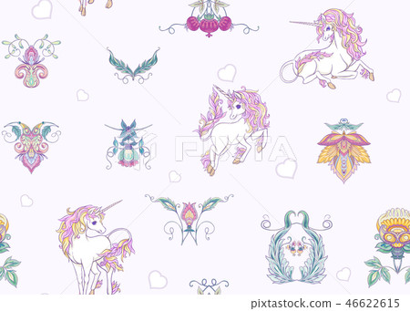 Stylized ornamental flowers in vintage style Stylized ornamental flowers in vintage style 46622615