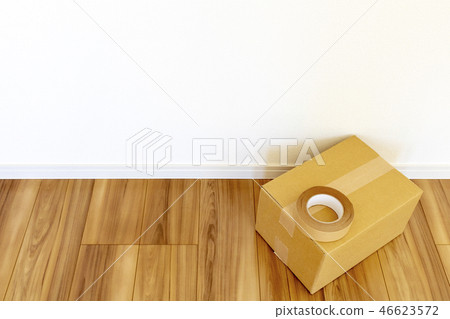 New house room and cardboard box 46623572