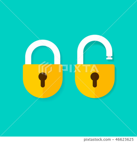 Lock open and closed vector icons isolated on blue background 46623625