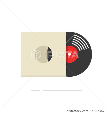 Record album vector icon isolated, flat vinyl record with paper cover illustration, cartoon record 46623670