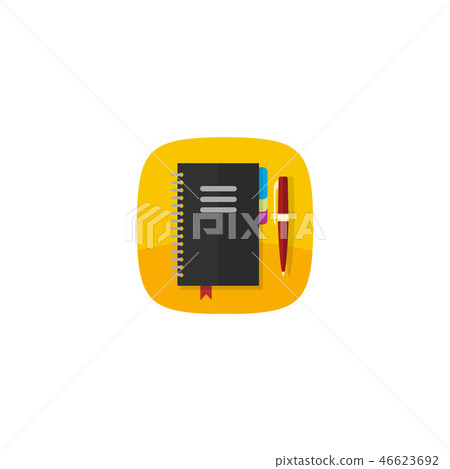 Notebook vector icon isolated on white, organazier spiral notepad pen 46623692