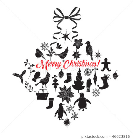 Christmas Background with Silhouettes, ... - Stock Illustration ...