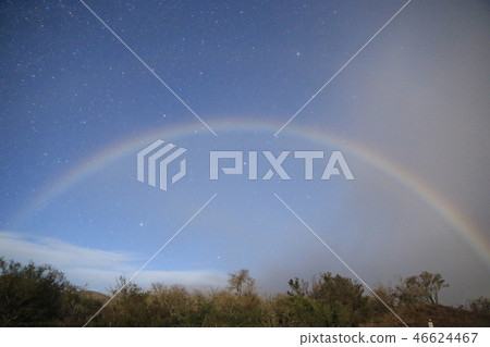 Moonbow (moon rainbow) @ Mauna Kea mountain foot 46624467