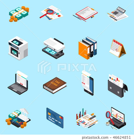 Accounting Tax Isometric Icons Accounting Tax Isometric Icons 46624851