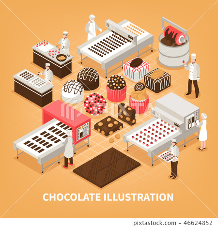 Chocolate Manufacture Vector Illustration  46624852
