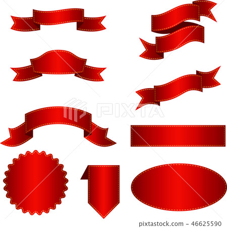 Set of red gradient ribbon for decoration of greeting cards 46625590
