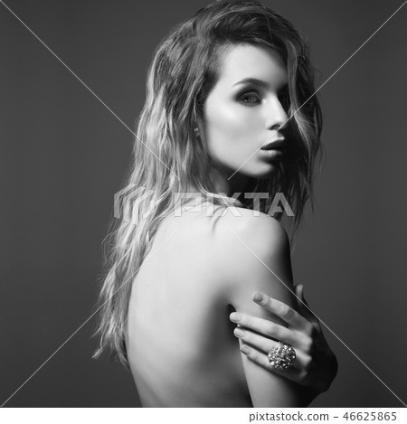 Young beautiful blonde with silver jewelry 46625865