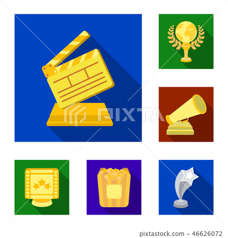 Film awards and prizes flat icons in set collection for design. The World Film Academy vector symbol Film awards and prizes flat icons in set collection for design. The World Film Academy vector symbol 46626072