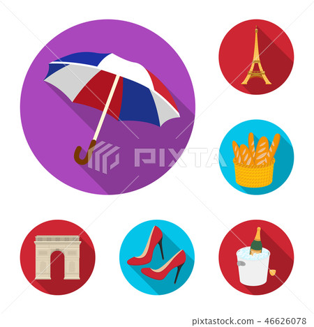 Country France flat icons in set collection for design. France and landmark vector symbol stock web Country France flat icons in set collection for design. France and landmark vector symbol stock web 46626078