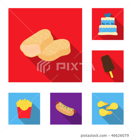 Fast food flat icons in set collection for design.Food from semi-finished products vector symbol Fast food flat icons in set collection for design.Food from semi-finished products vector symbol 46626079