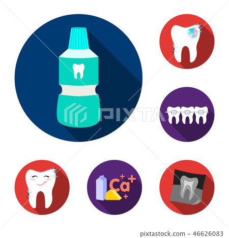 Dental care flat icons in set collection for design. Care of teeth vector symbol stock web Dental care flat icons in set collection for design. Care of teeth vector symbol stock web 46626083