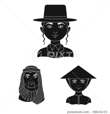 The human race black icons in set collection for design. People and nationality vector symbol stock 46626233