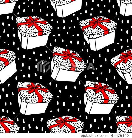 Vector Seamless pattern gift box hand drawn Vector Seamless pattern gift box hand drawn 46626340