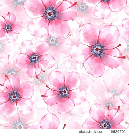 Floral seamless pattern with pink flowers - Stock Illustration ...
