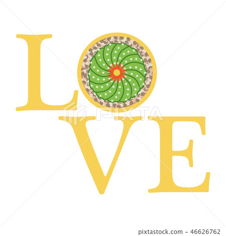 Blooming cactus Love message. Valentine's Day. 46626762