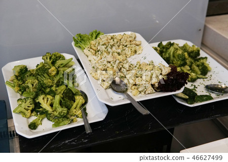 fresh vegetables are healthy food in the kitchen of the restaurant 46627499