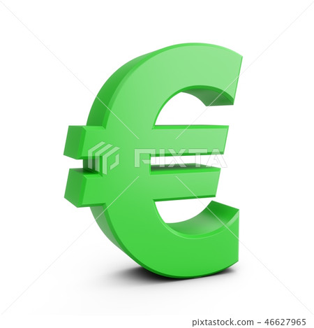3D Rendering Green Euro Sign isolated on white 46627965