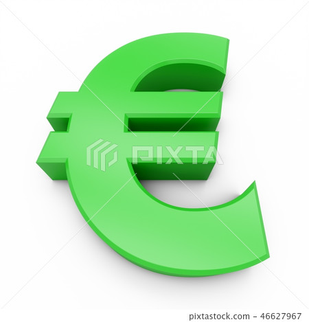3D Rendering Green Euro Sign isolated on white 46627967
