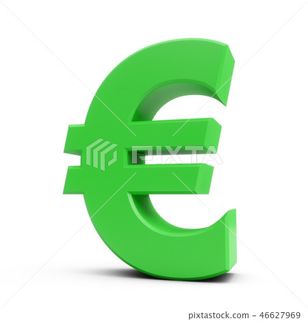 3D Rendering Green Euro Sign isolated on white 46627969