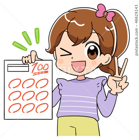 女孩測試-插圖素材 [46629143] - PIXTA圖庫