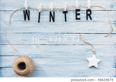 WINTER word on a blue and white background WINTER word on a blue and white background 46629674
