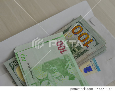American Dollar and Euro banknotes American Dollar and Euro banknotes 46632058