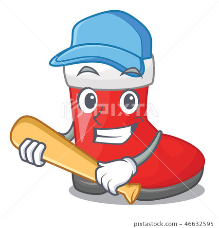 Playing baseball christmas santa boots with shape cartoon Playing baseball christmas santa boots with shape cartoon 46632595