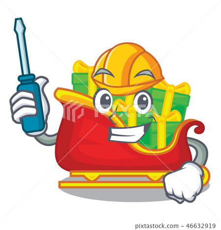Automotive christmas Santa sleigh isolated on mascot Automotive christmas Santa sleigh isolated on mascot 46632919