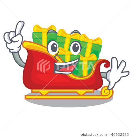 Finger christmas Santa sleigh isolated on mascot Finger christmas Santa sleigh isolated on mascot 46632923