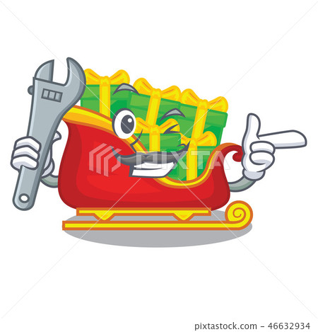 Mechanic christmas Santa sleigh isolated on mascot Mechanic christmas Santa sleigh isolated on mascot 46632934