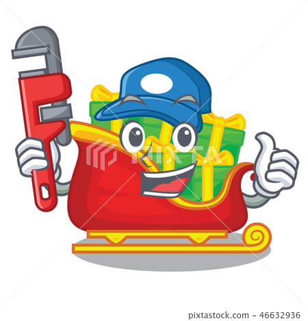 Plumber christmas Santa sleigh isolated on mascot Plumber christmas Santa sleigh isolated on mascot 46632936
