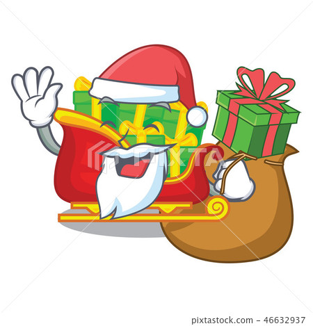 Santa with gift christmas Santa sleigh isolated on mascot Santa with gift christmas Santa sleigh isolated on mascot 46632937